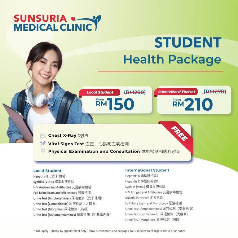 Student Health Package Sunsuria Medical - Affordable Clinic for Health Screening & X-ray in Sepang, Nilai