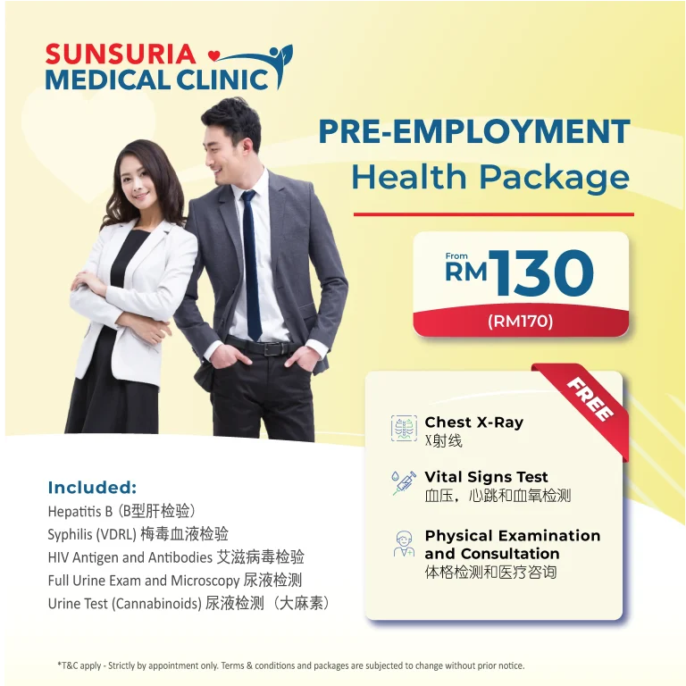 Pre Employmen Tesr Sunsuria Medical - Affordable Clinic for Health Screening & X-ray in Sepang, Nilai