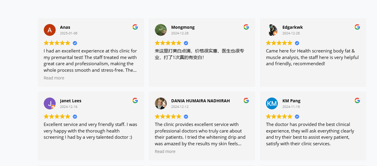 Testimonials Sunsuria Medical - Affordable Clinic for Health Screening & X-ray in Sepang, Nilai